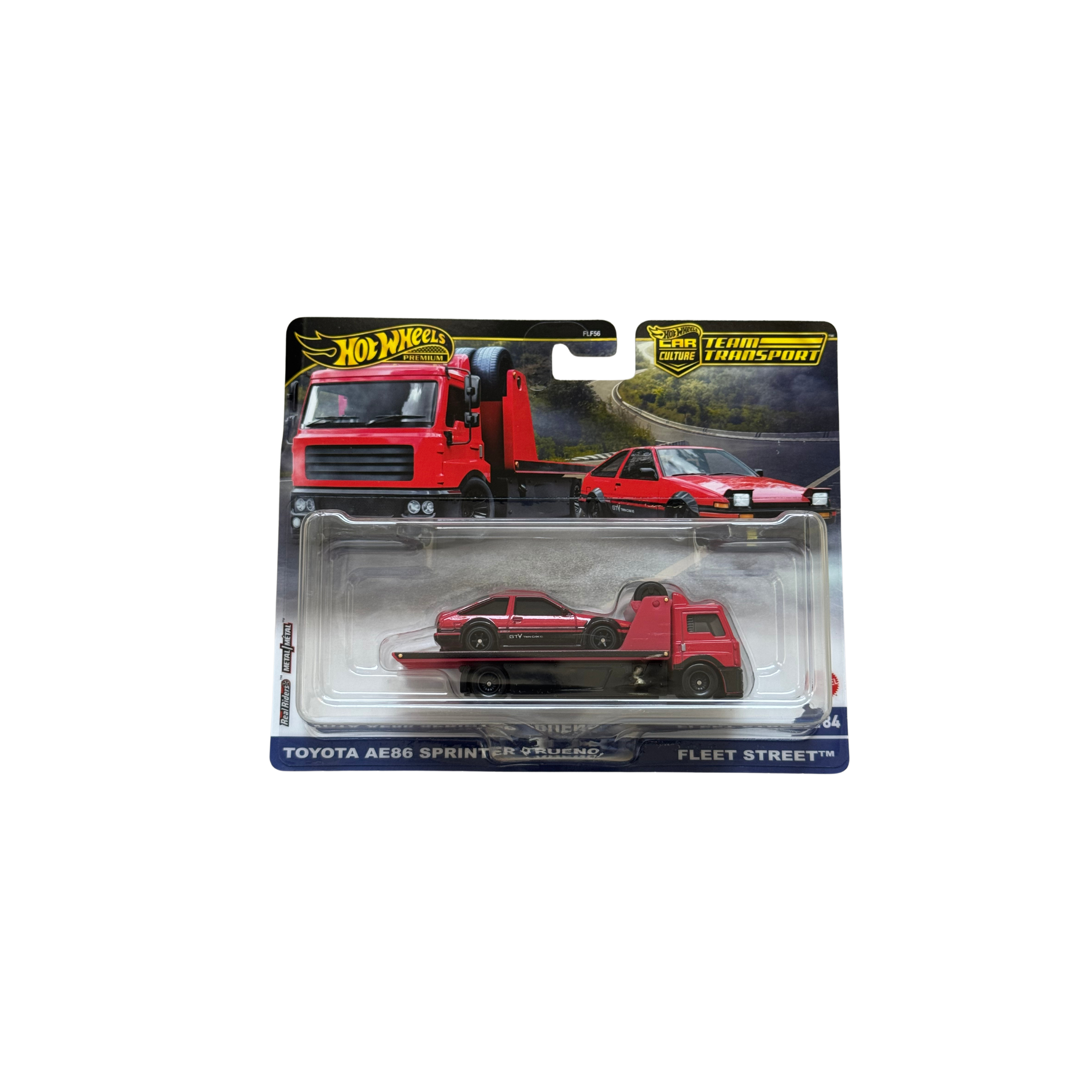 TOYOTA AE86 SPRINTER TRUENO AND FLEET STREET HOT WHEELS PREMIUM TEAM TRANSPORT (IMPORTED)